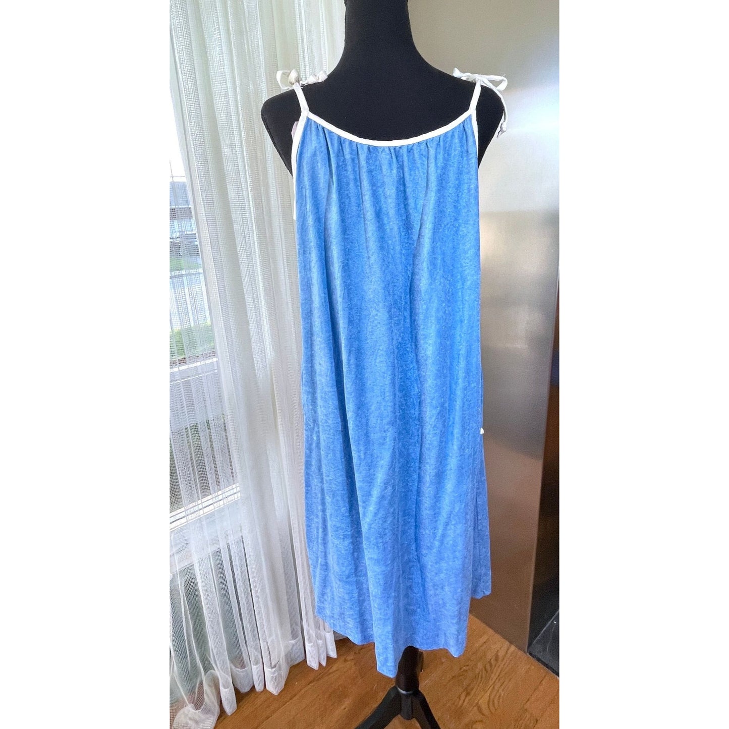 Vintage 80s robe, blue terrycloth, Sears