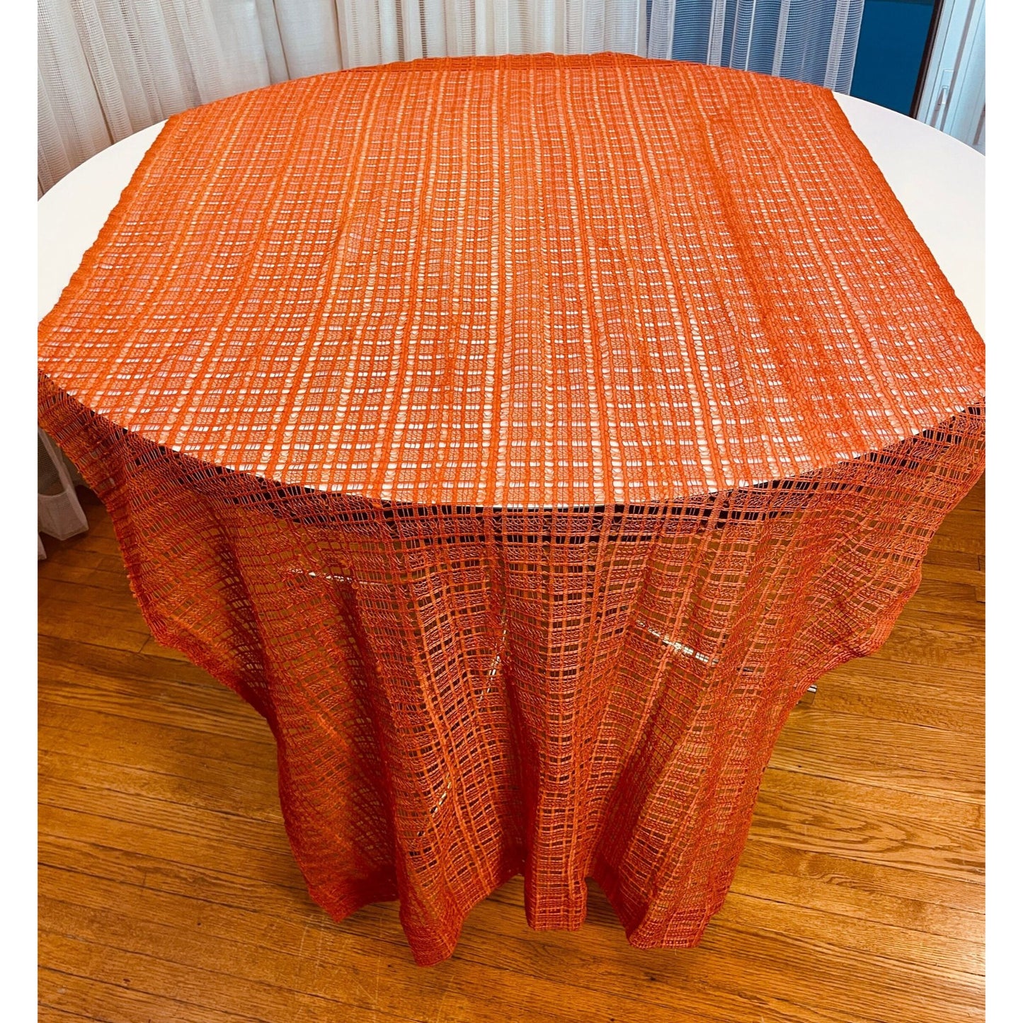 Vintage 70s orange woven curtain panel