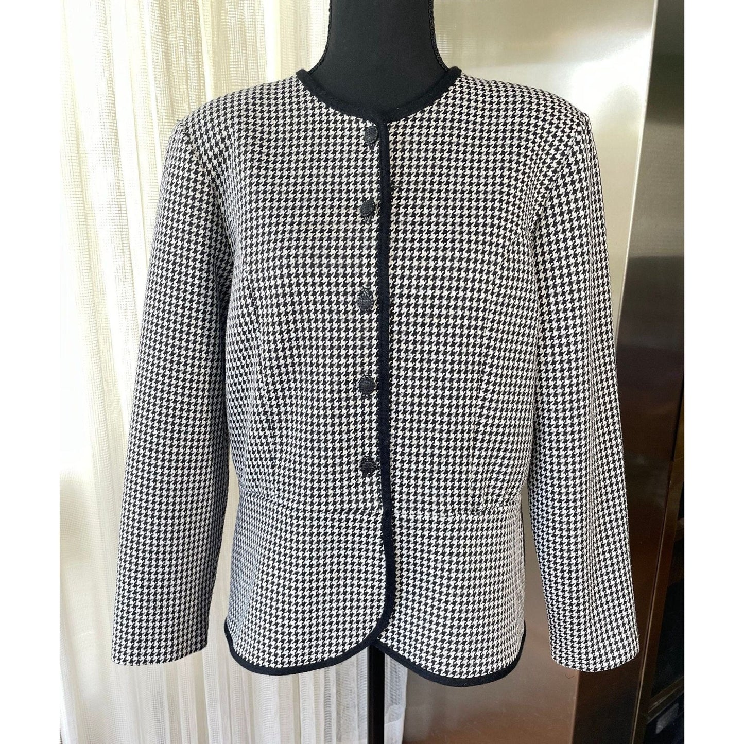 Vintage 80s blazer/ jacket, black and white houndstooth, D'Allaird's
