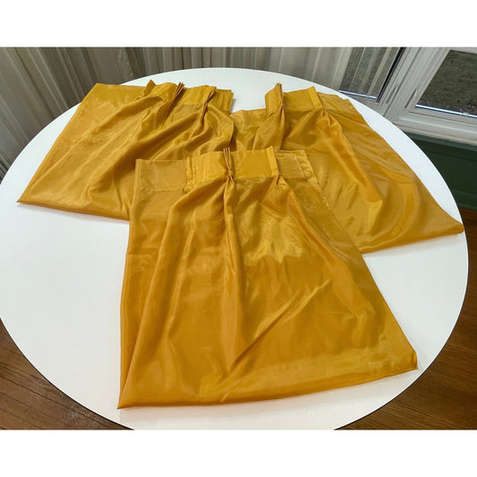 Vintage 60s pleated curtain, golden yellow, sheer