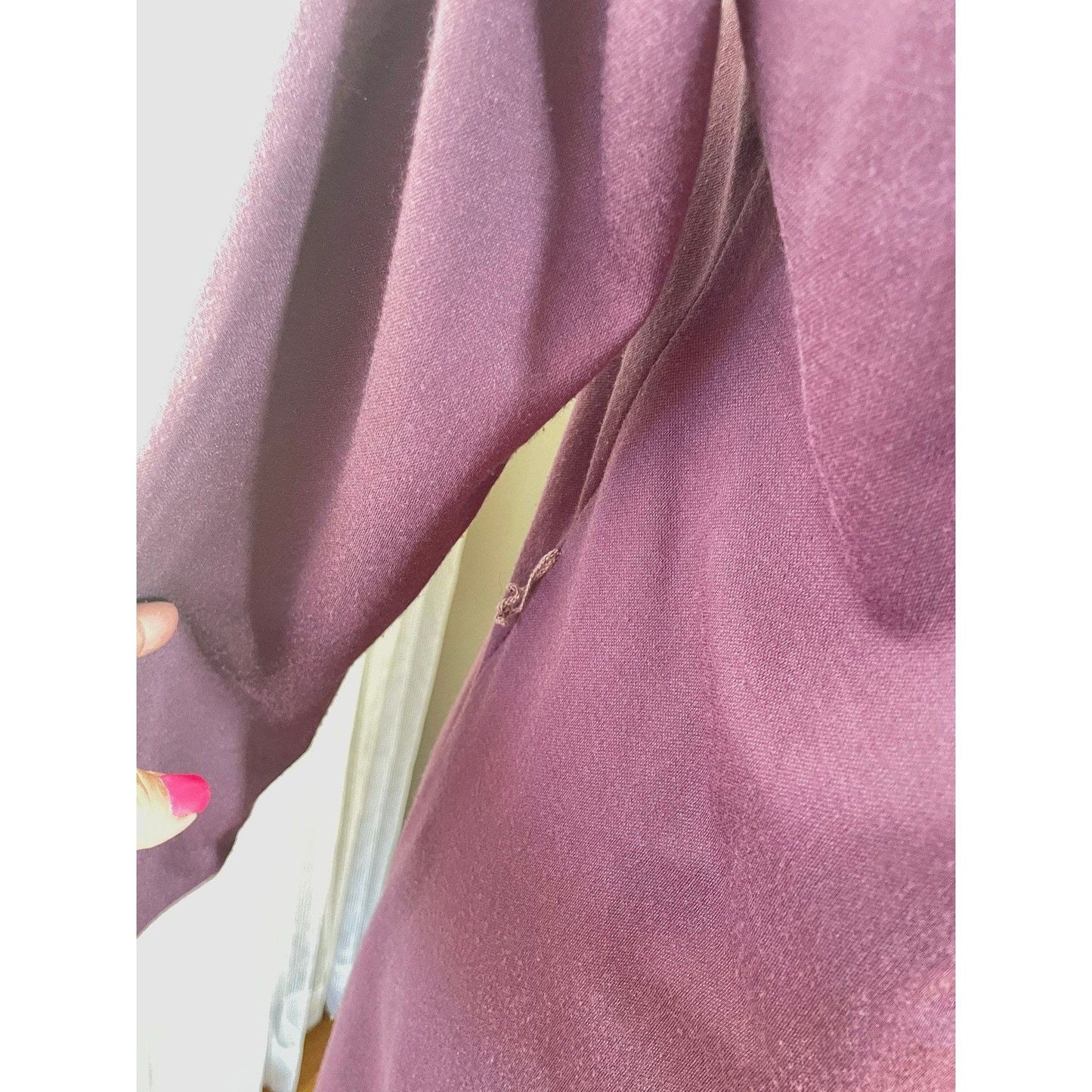 Vintage 80s dress, purple and grey, long sleeves, Mr Edwards