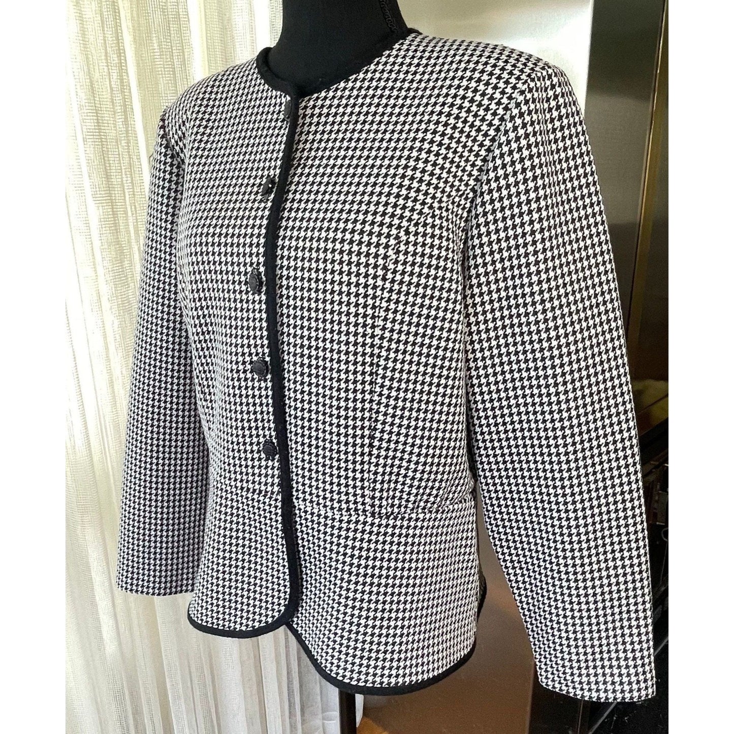 Vintage 80s blazer/ jacket, black and white houndstooth, D'Allaird's