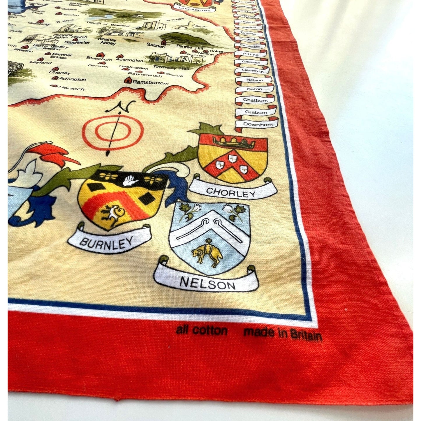 Vintage Lancashire tea towel, Vista