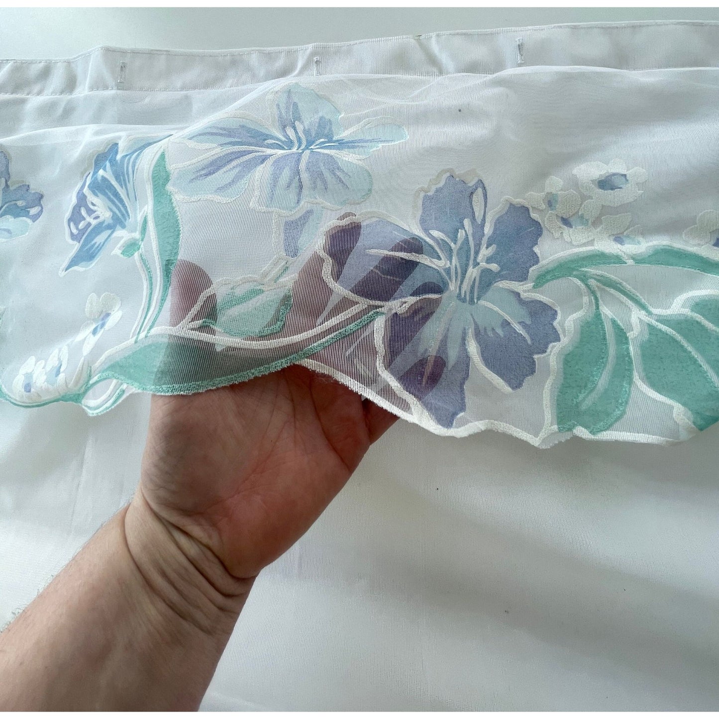 Vintage 80s shower curtain, mint green