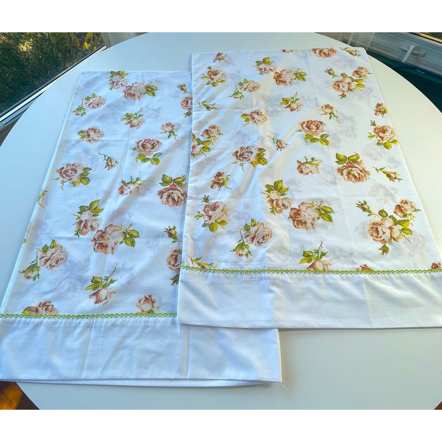 Vintage 70s pillowcases set, yellow orange floral, TruPrest