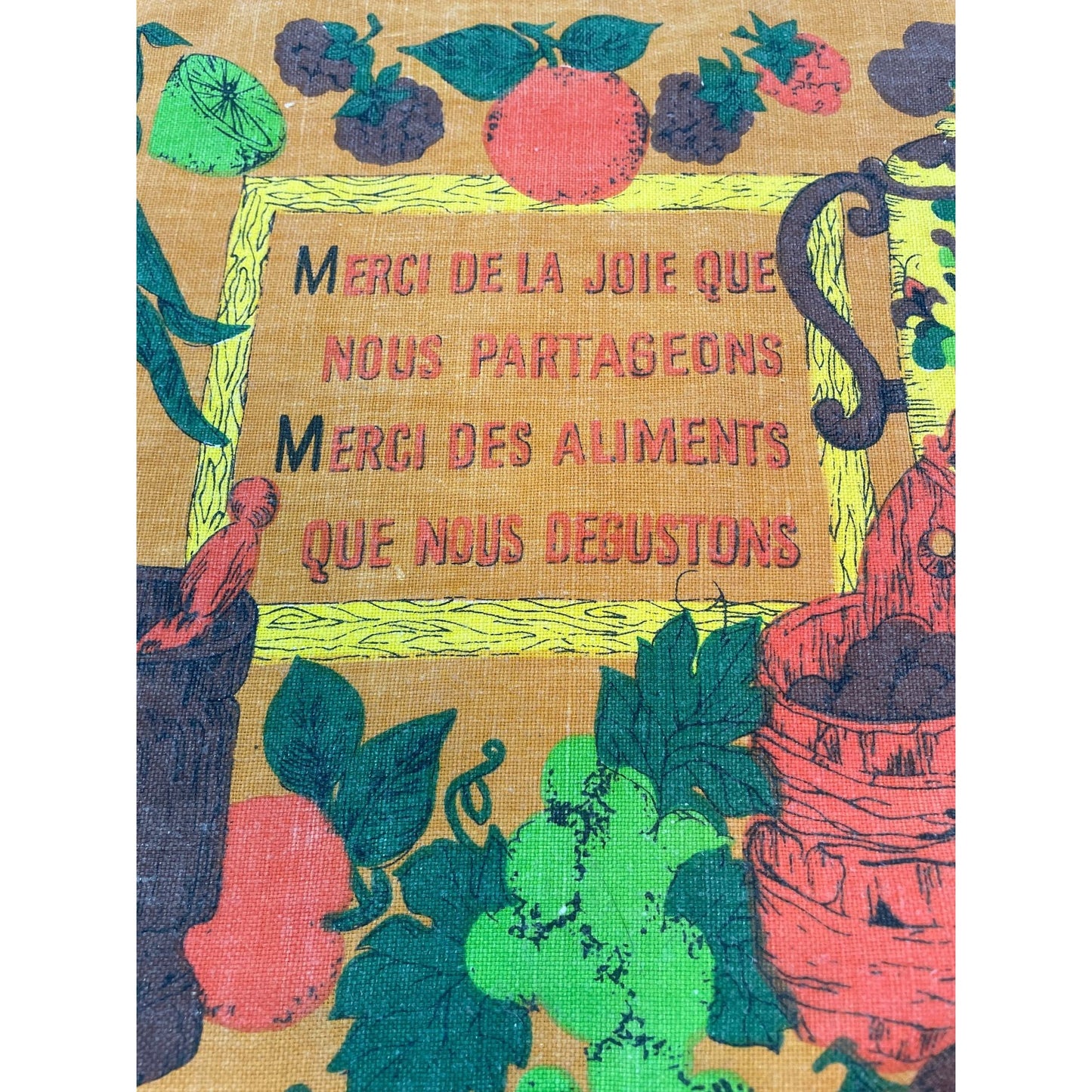 Vintage 1979 bilingual calendar tea towel