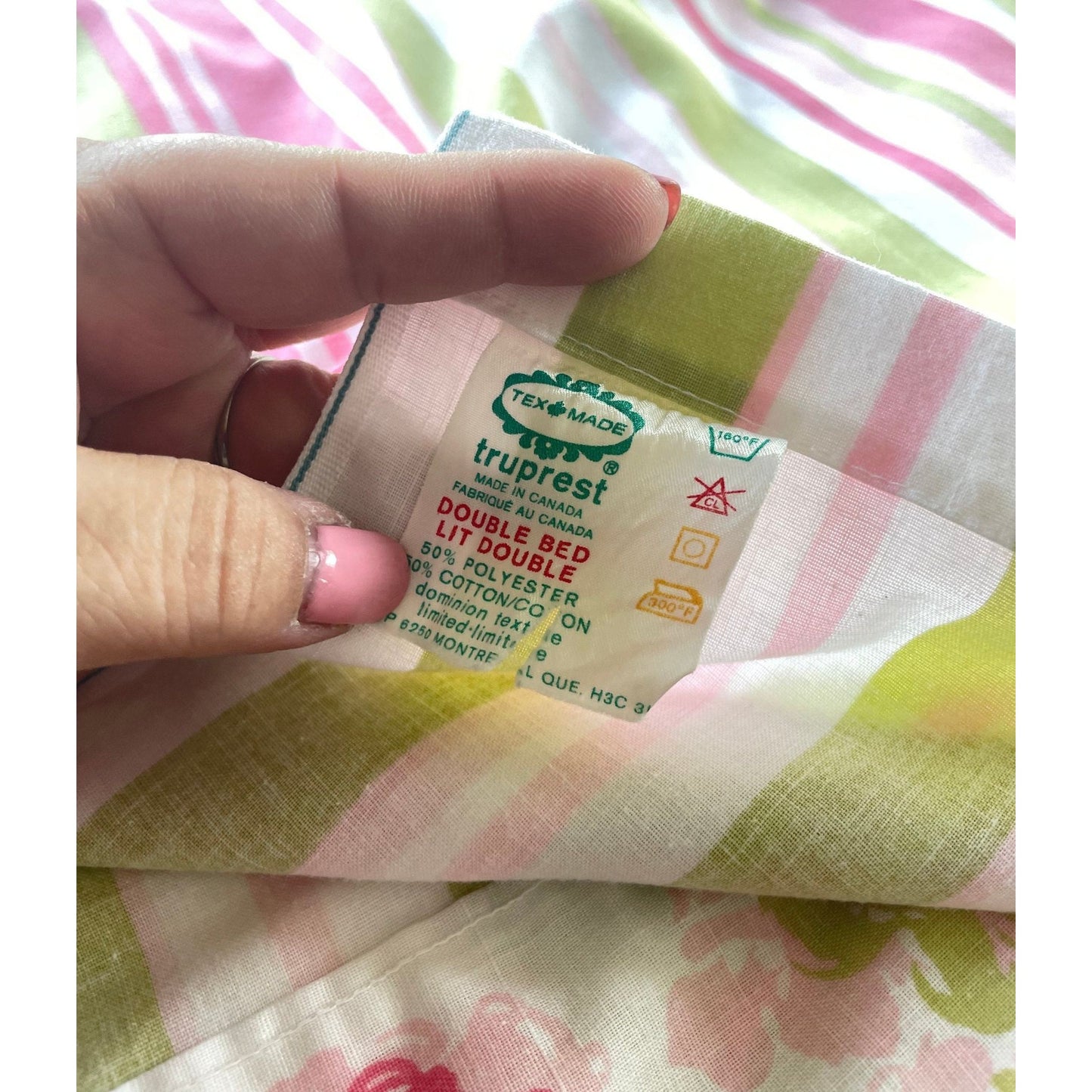 Vintage 70s flat sheet, full/ double size bed, Truprest