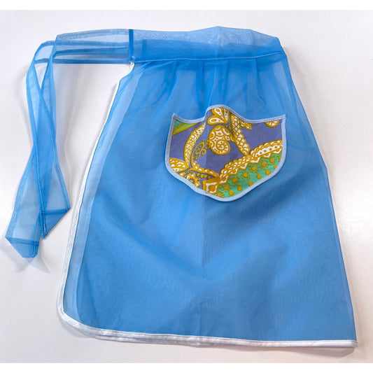 Vintage 60s blue chiffon half apron