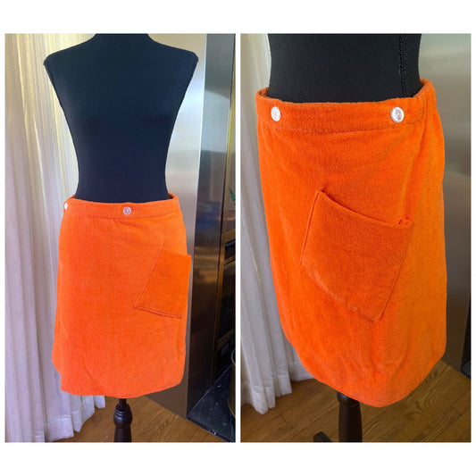 Vintage 1970s velours terrycloth wrap skirt, by Majestic