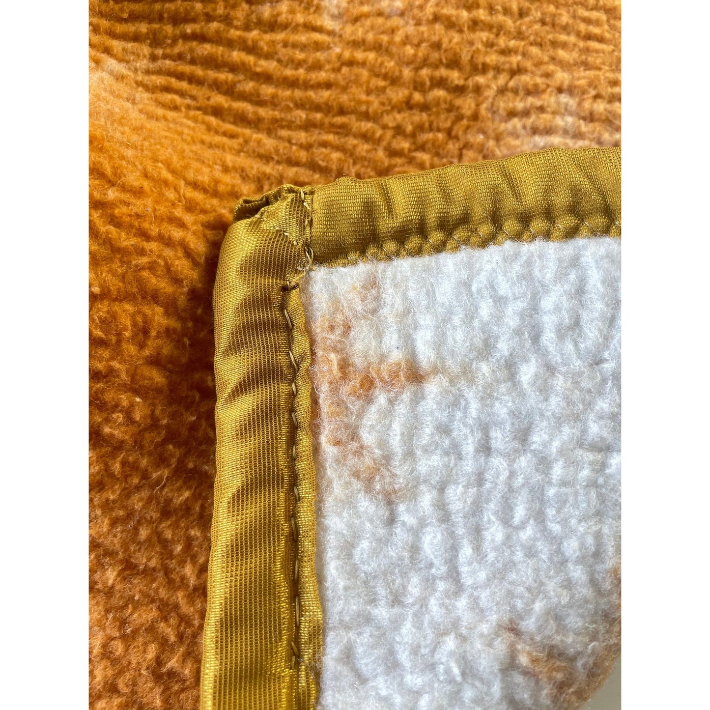 Vintage baby blanket, reversible fleece with satin trim
