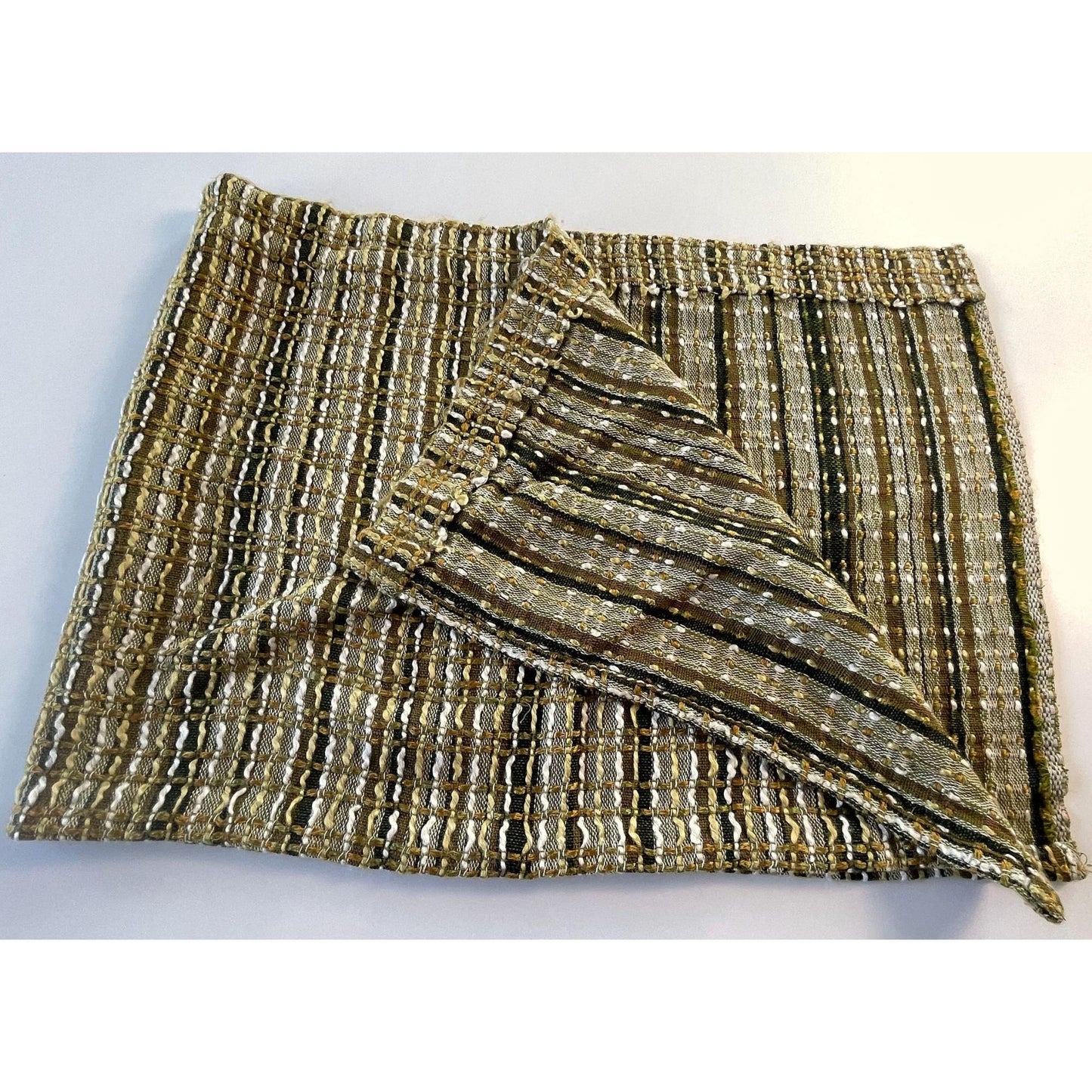 Vintage 70s curtain, olive and forest green valance
