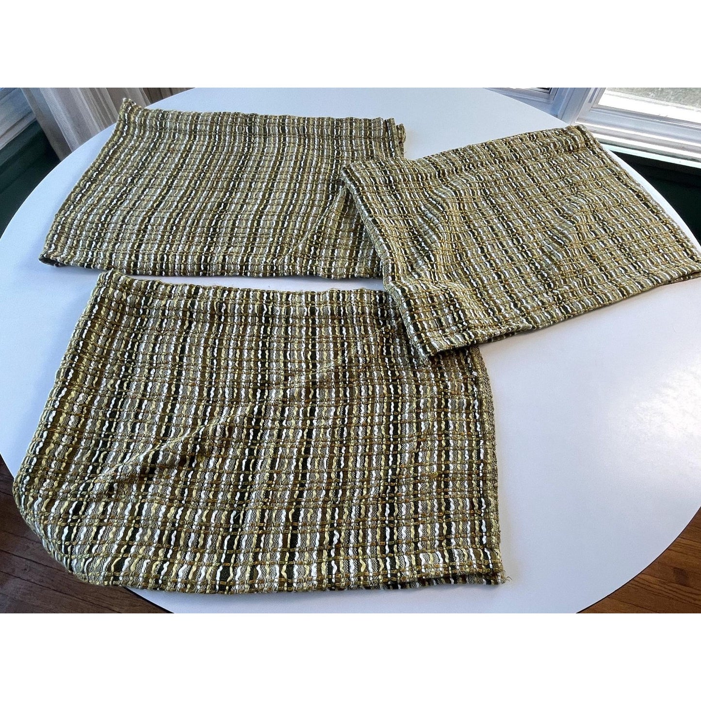 Vintage 70s curtain, olive and forest green valance