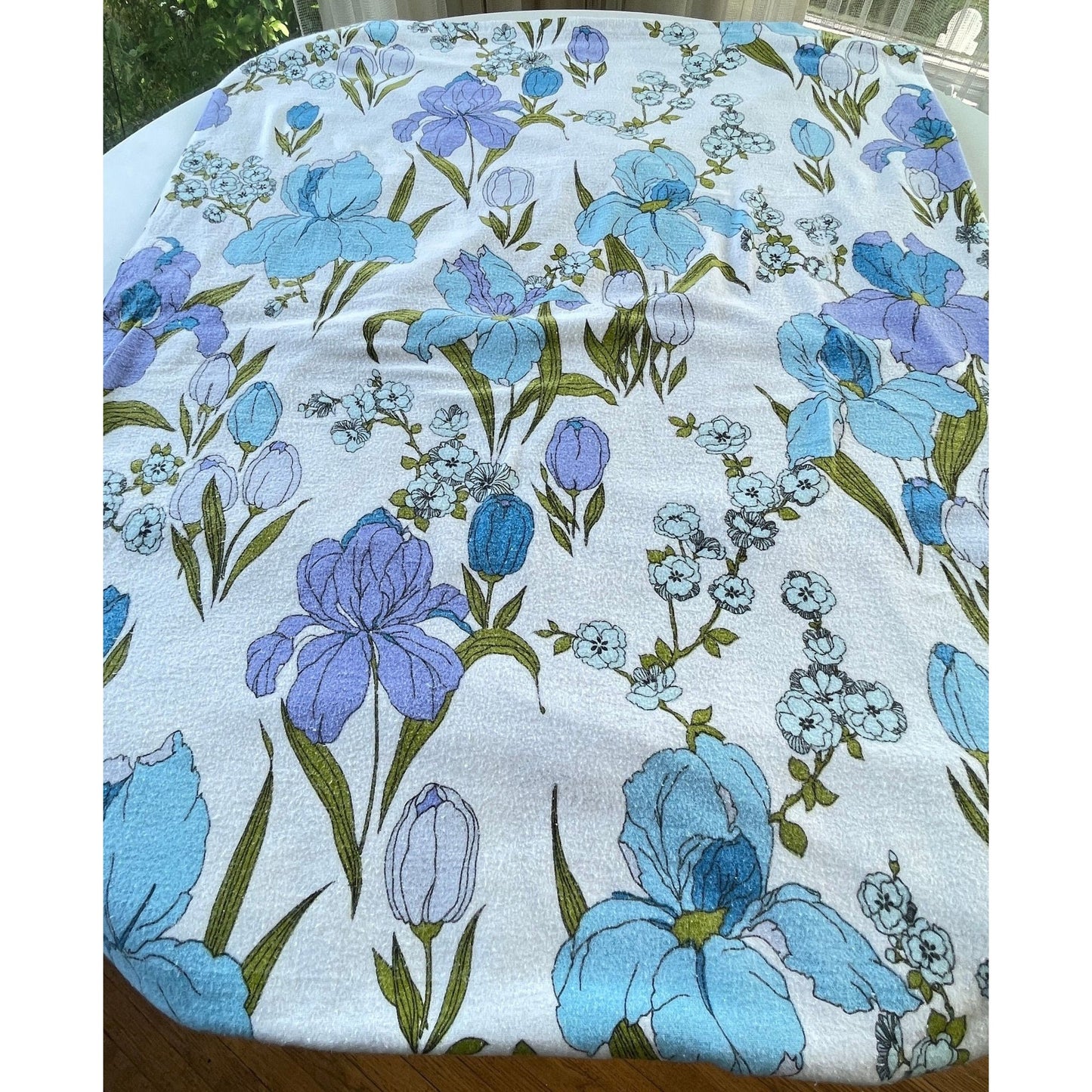Vintage 70s flannel flat sheet, full / double size bed, Dominion Textile