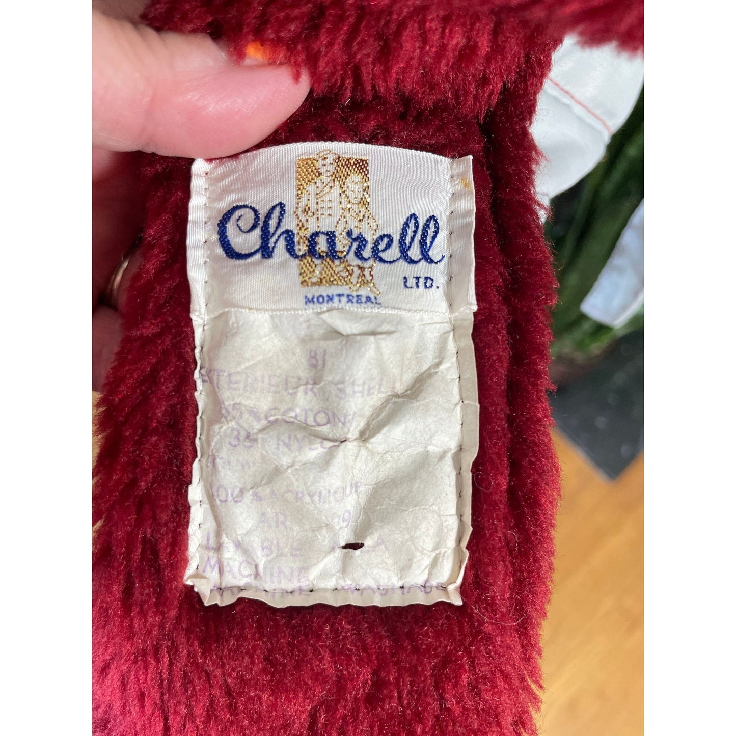 Vintage 70s parka, grey and burgundy hooded winter coat, Charell