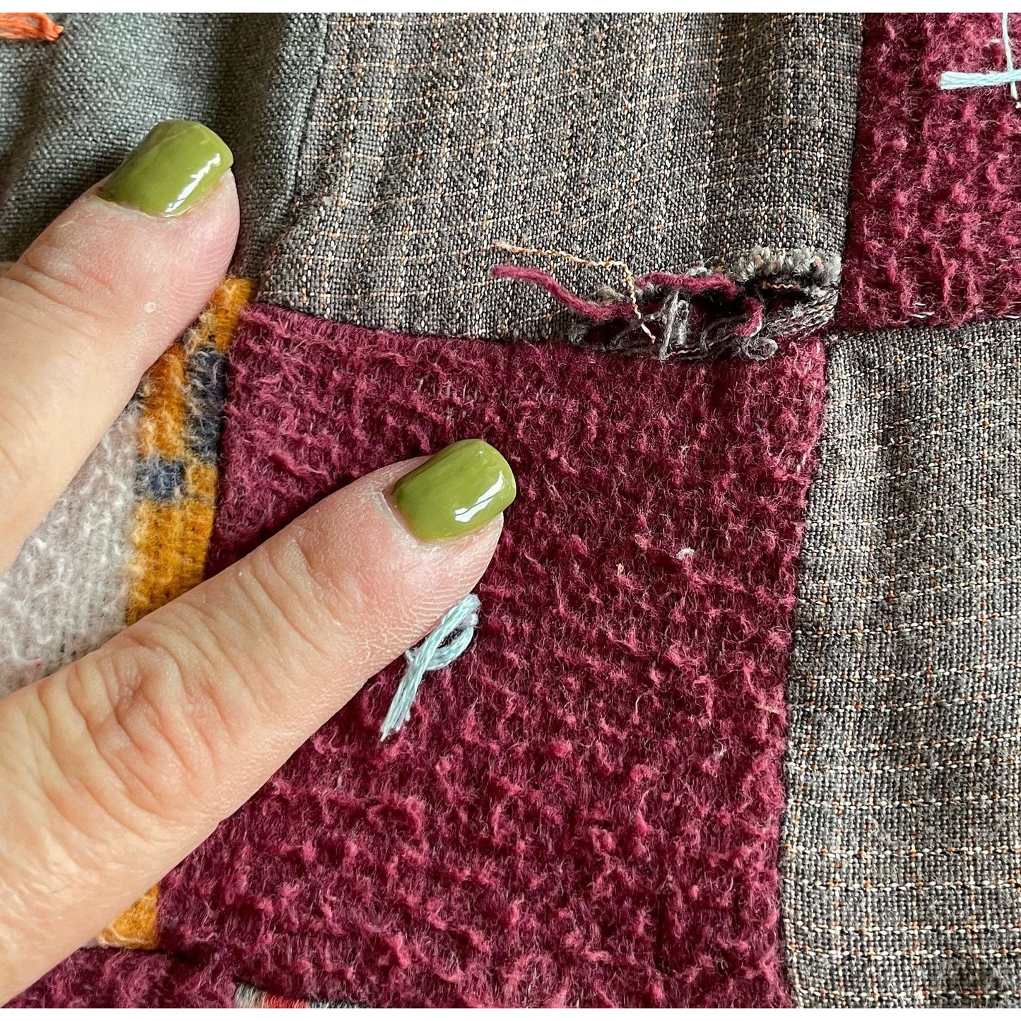 Vintage 70s handmade quilt, throw