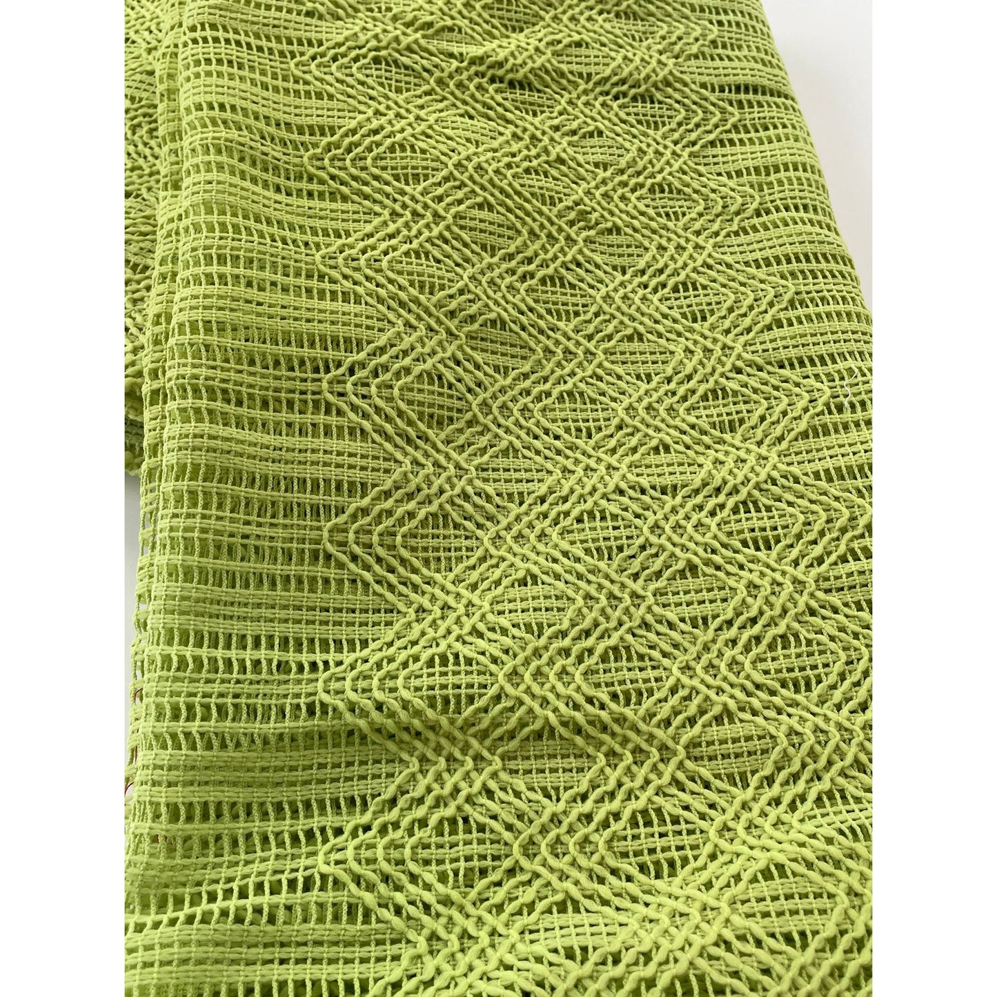 Vintage 70s mesh green sheer curtain