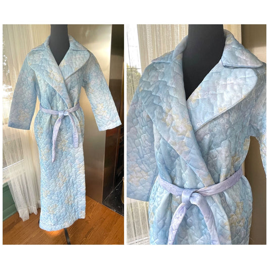 Vintage 70s robe, quilted house coat, Hamilton Lingerie
