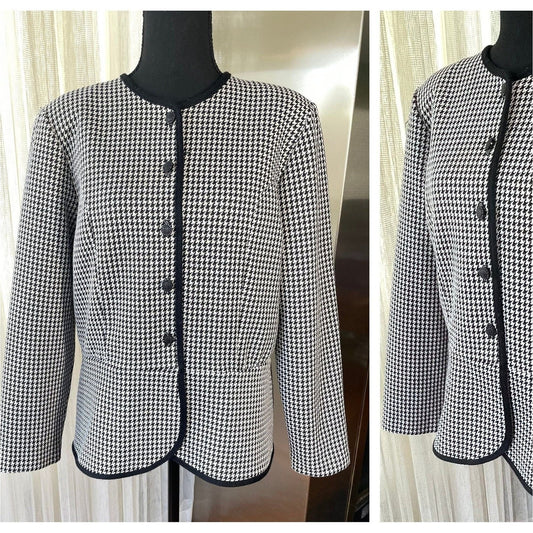 Vintage 80s blazer/ jacket, black and white houndstooth, D'Allaird's