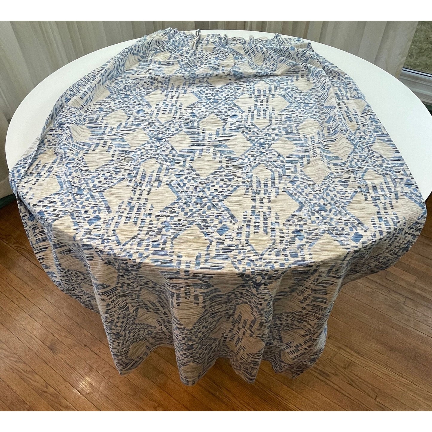 Vintage 70s blue pleated curtains