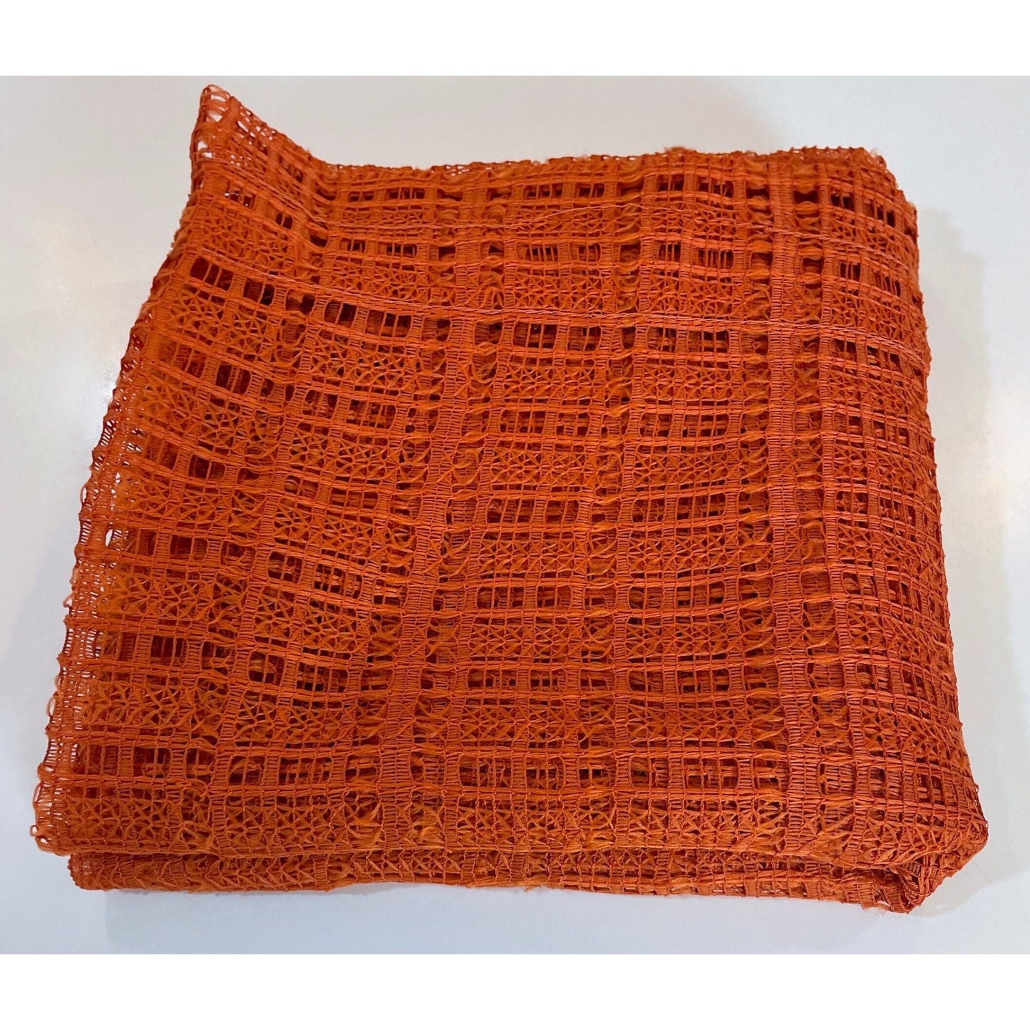 Vintage 70s orange woven curtain panel