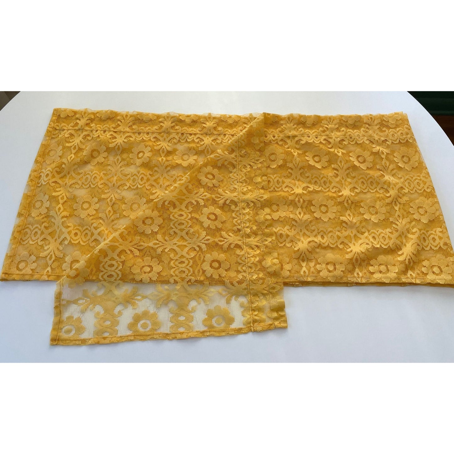 Vintage 70s yellow curtain, single panel or 3 valances