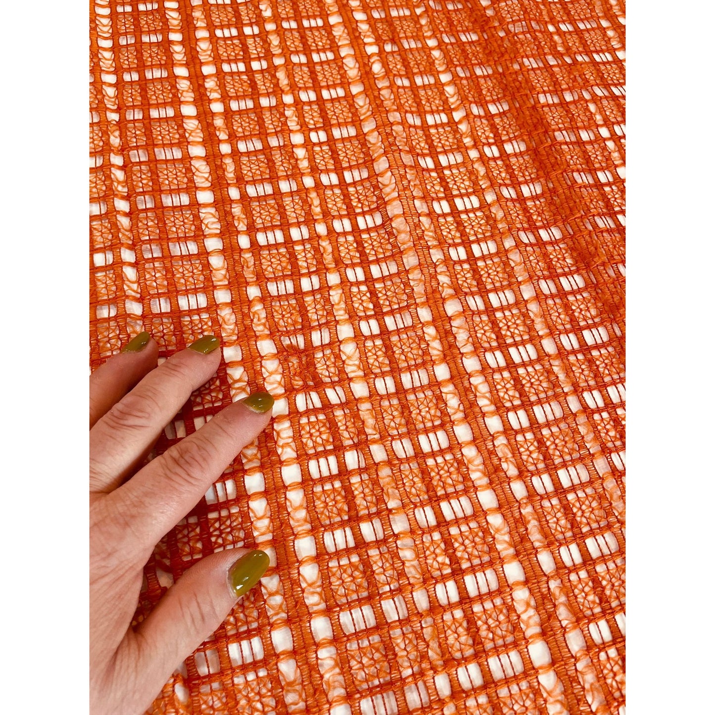 Vintage 70s orange woven curtain panel