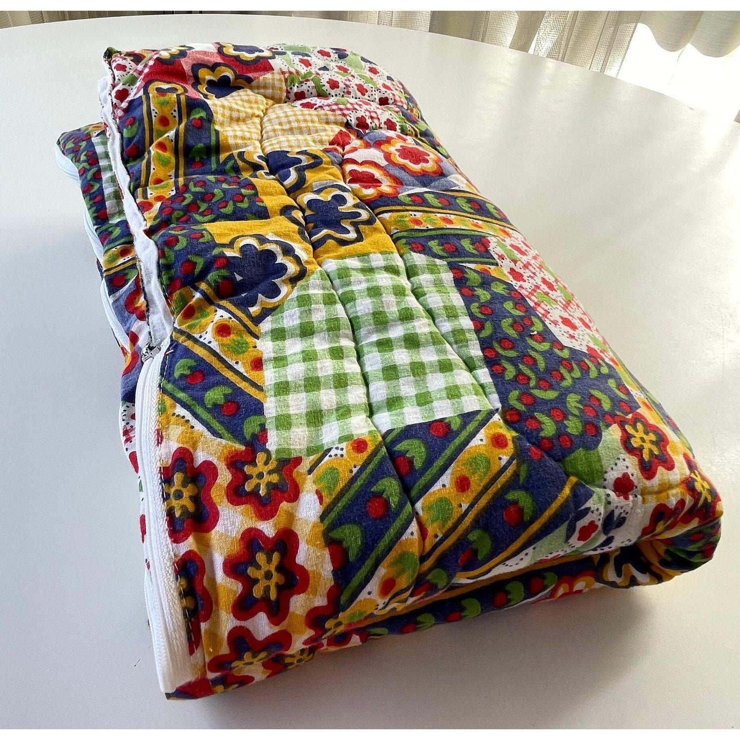 Vintage 70s faux patchwork baby blanket