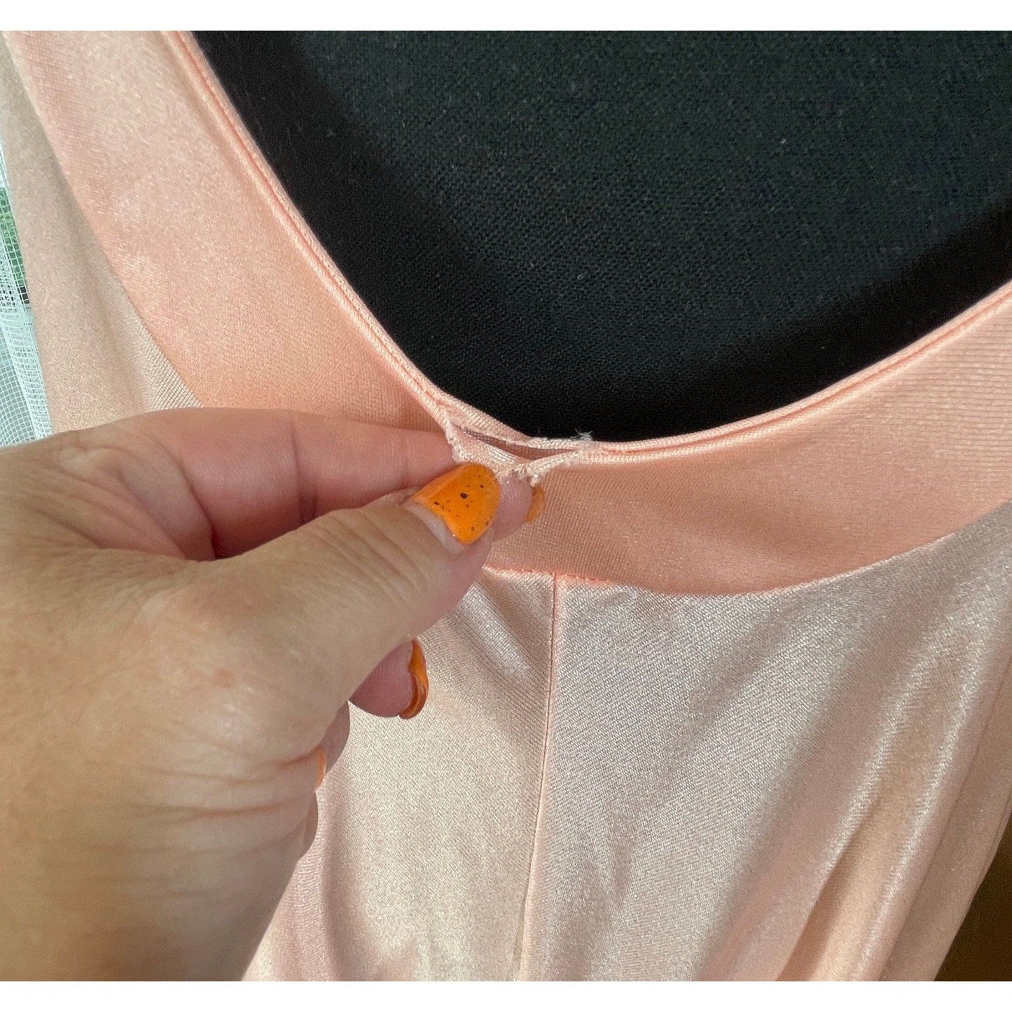 Vintage 80s night dress, peach sleeveless negligee