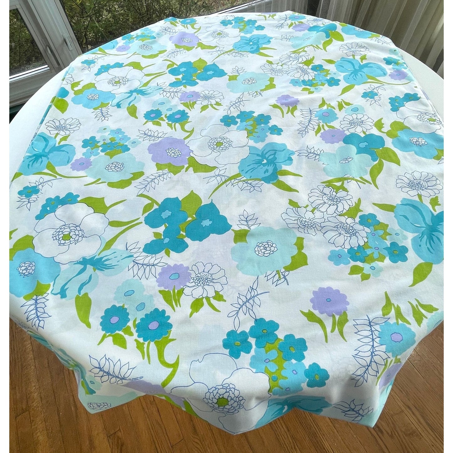 Vintage 70s flat sheet, queen / double size bed, TruPrest