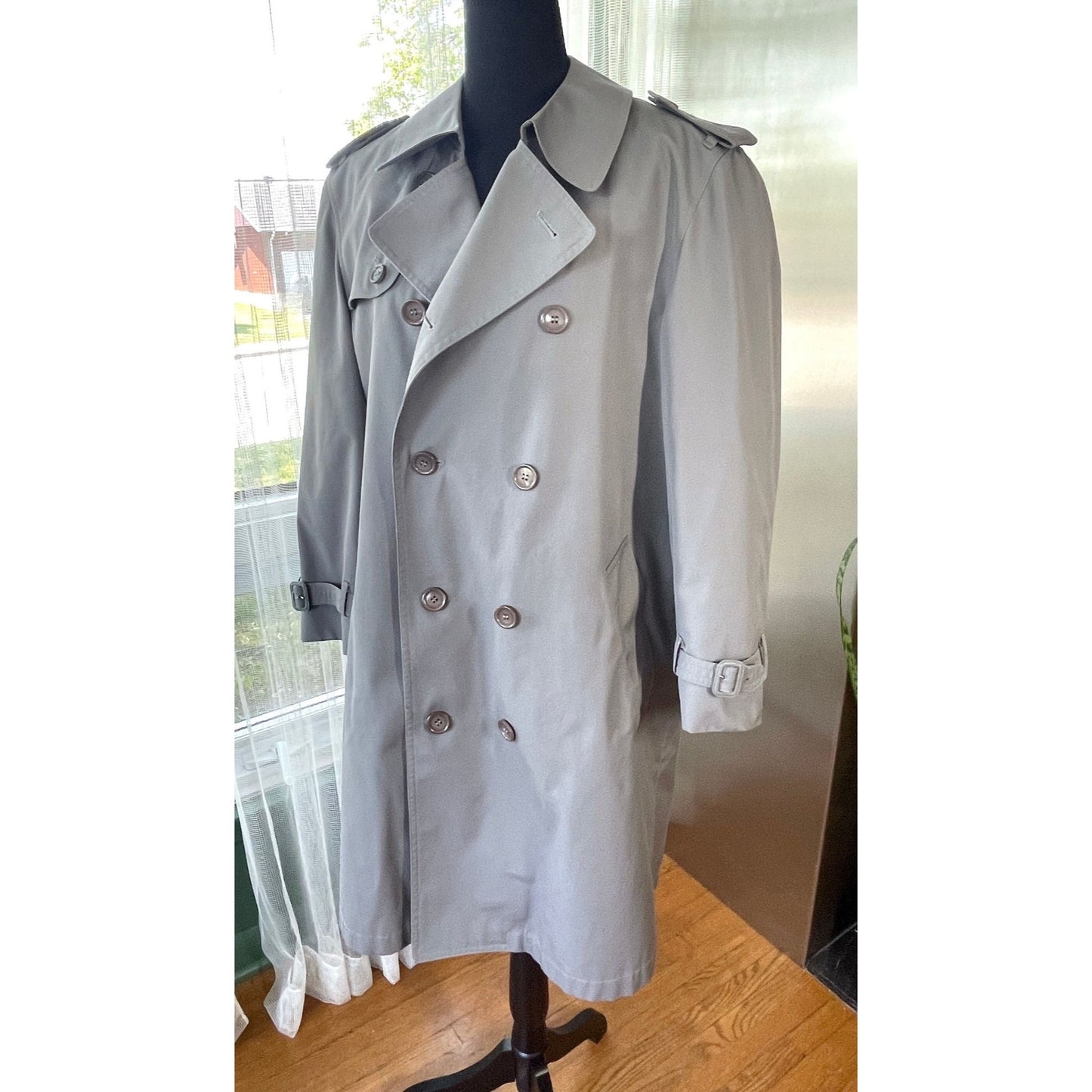 Vintage 90s wool lined trench coat, grey, London Fog