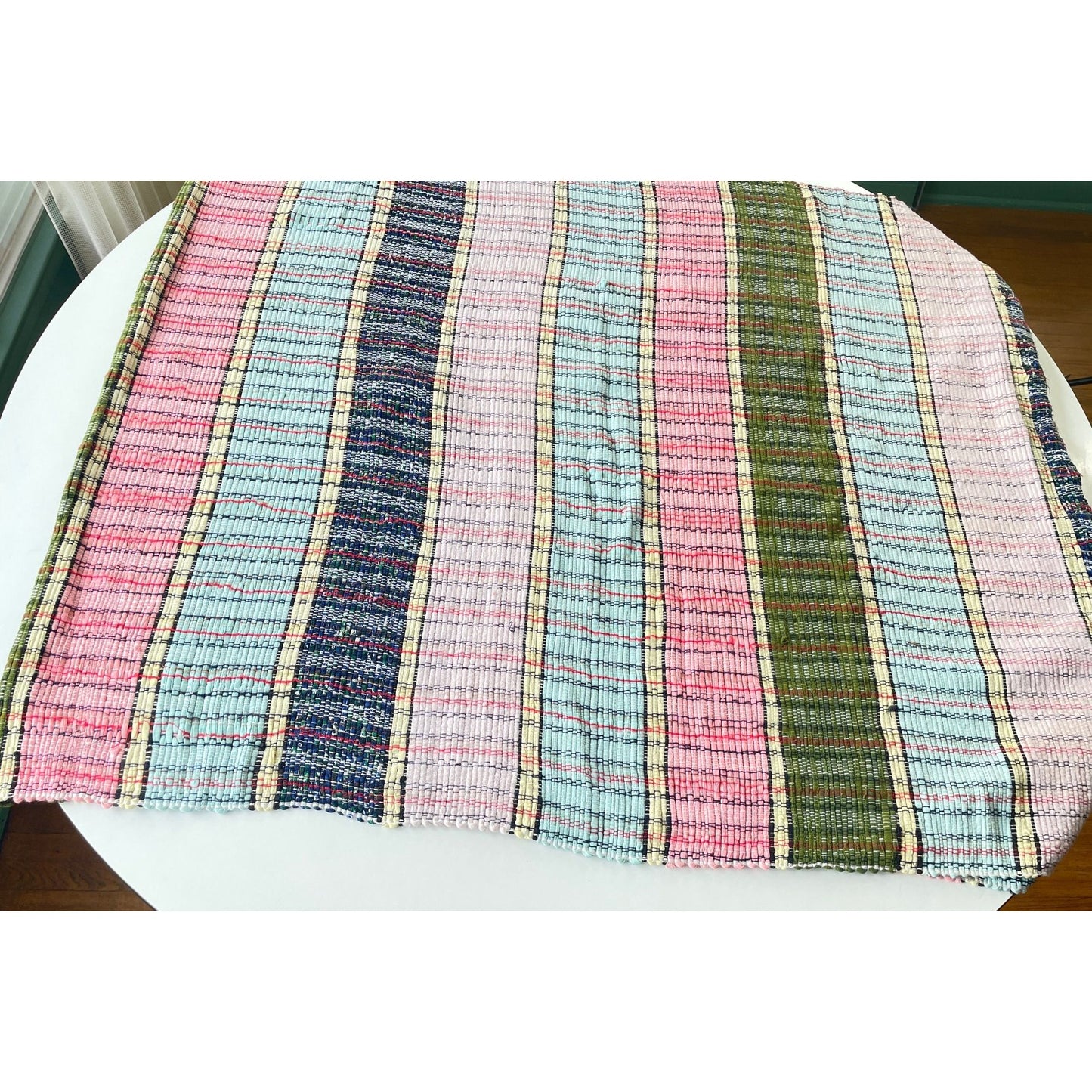 Vintage 1940s kilim runner, handmade traditional Canadian rag rug