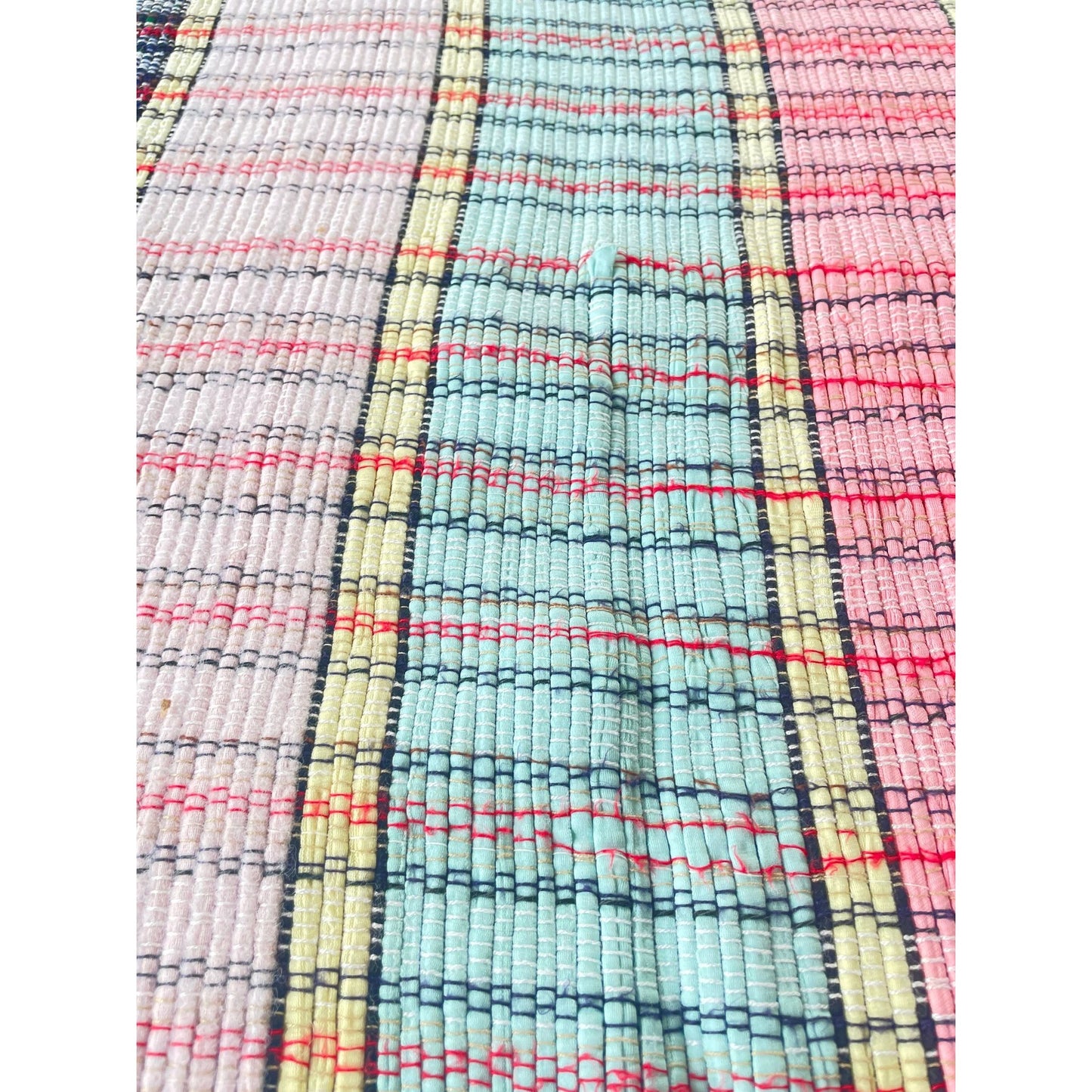 Vintage 1940s kilim runner, handmade traditional Canadian rag rug