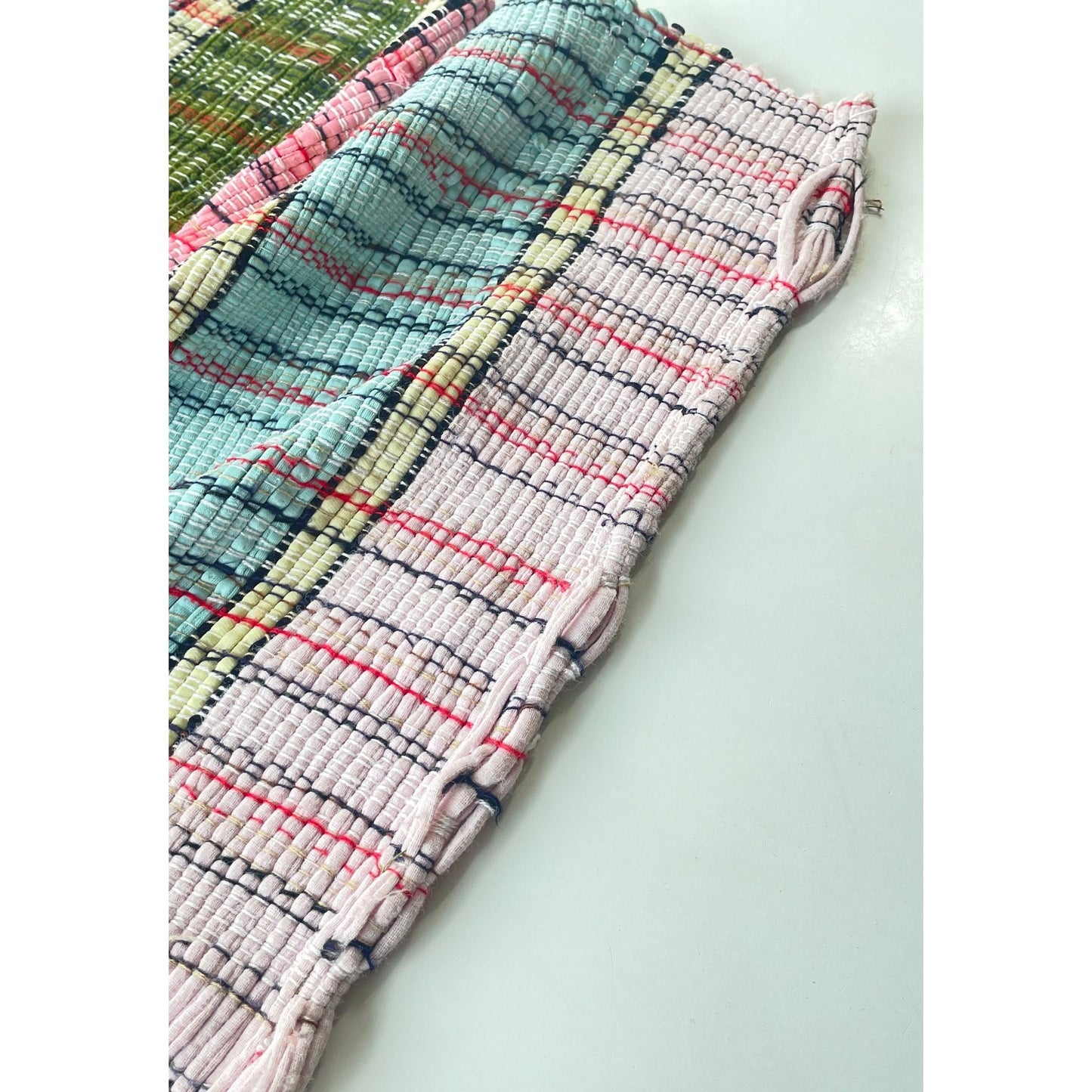 Vintage 1940s kilim runner, handmade traditional Canadian rag rug