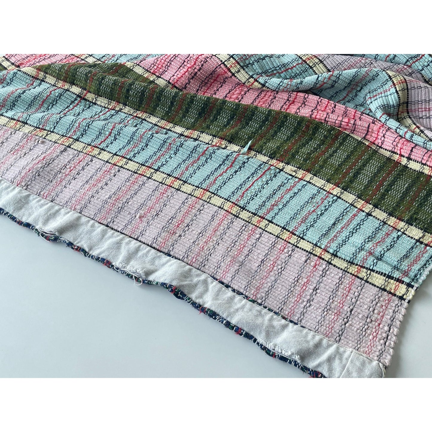 Vintage 1940s kilim runner, handmade traditional Canadian rag rug