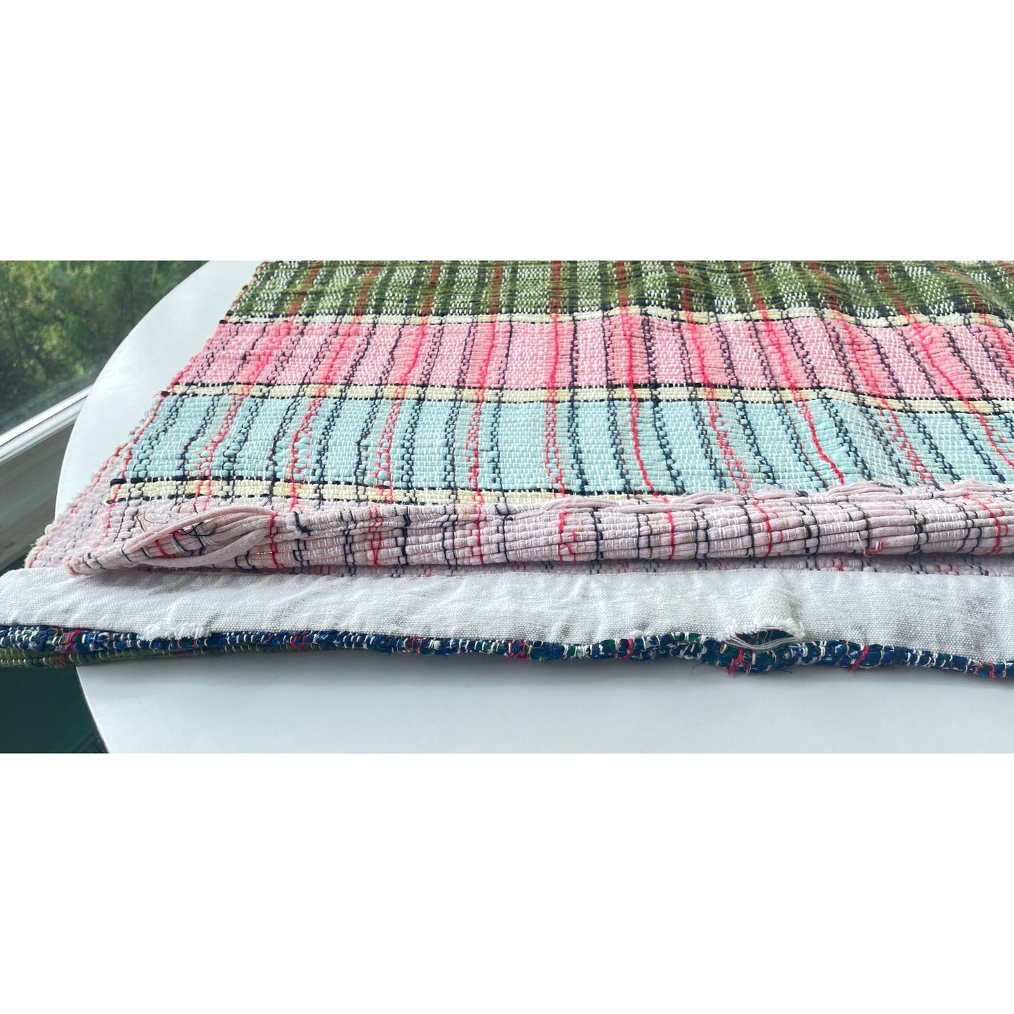 Vintage 1940s kilim runner, handmade traditional Canadian rag rug