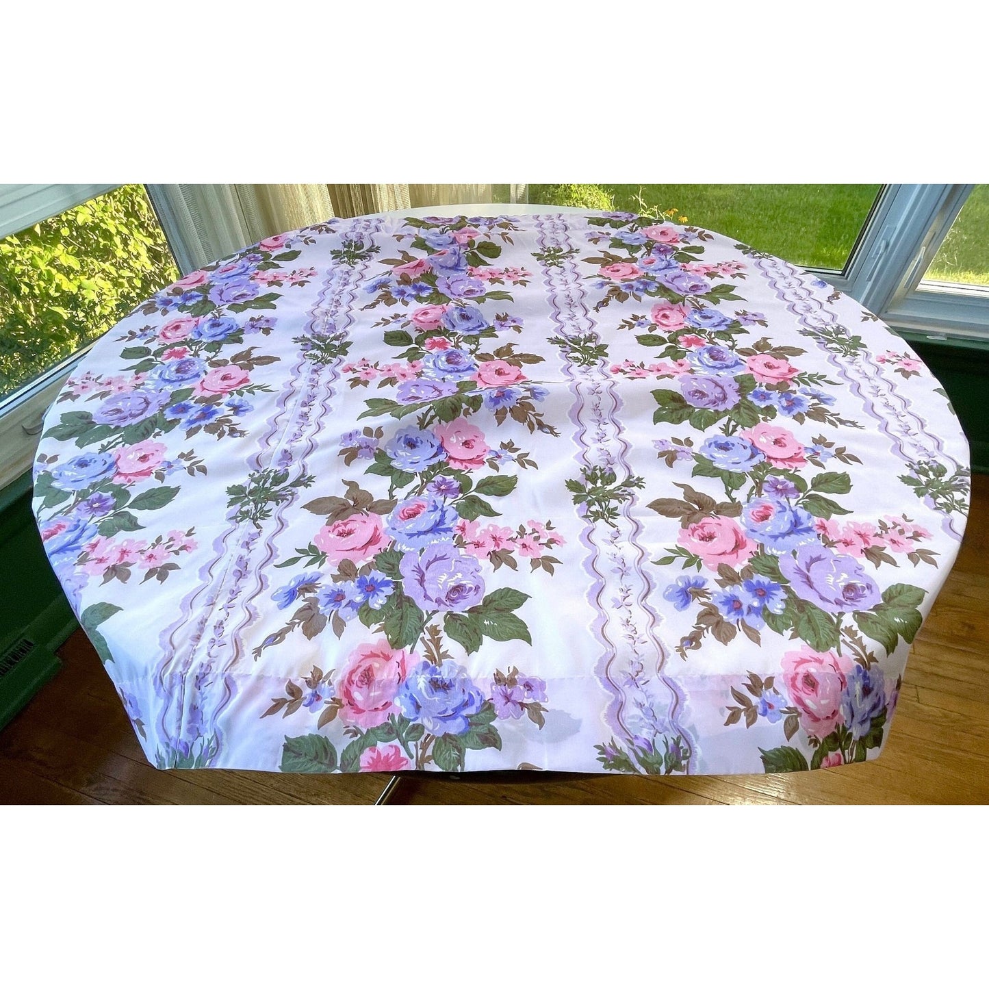 Vintage 60s purple floral curtain panel
