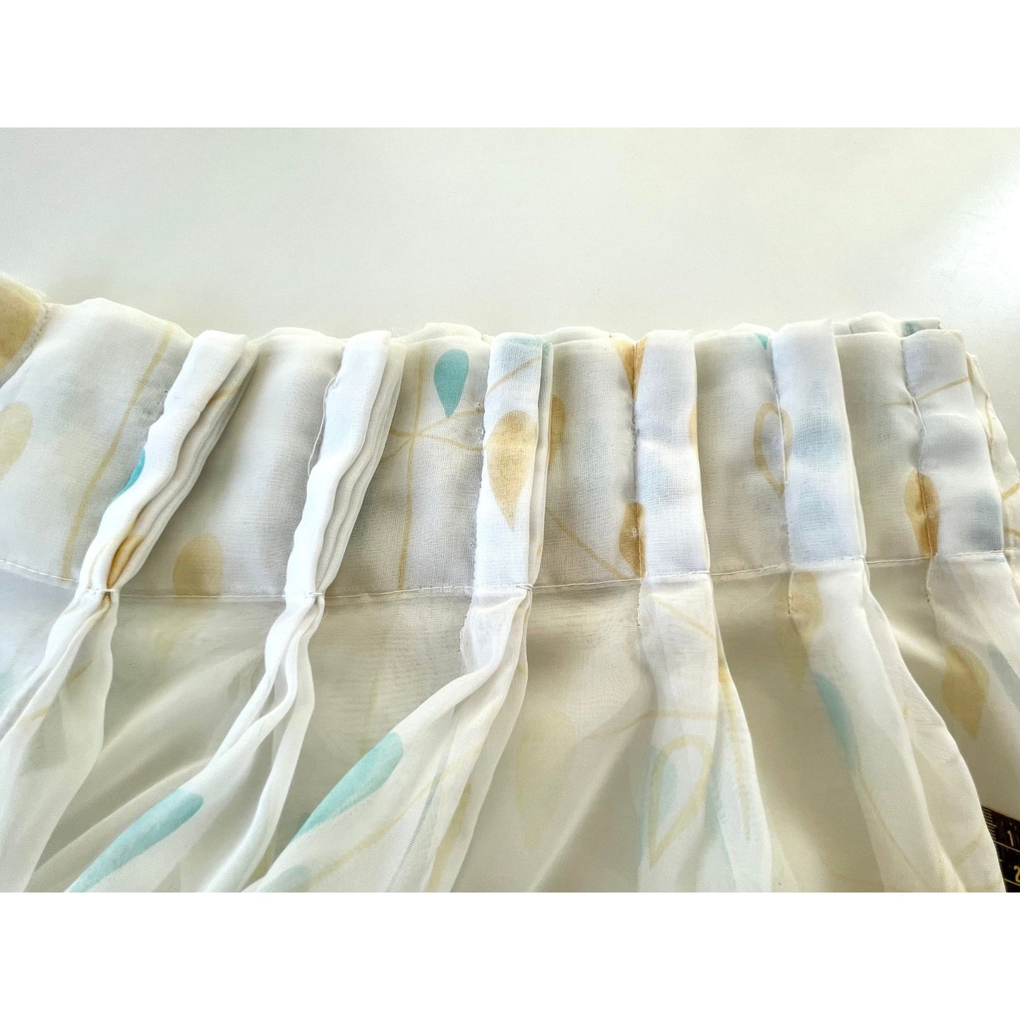 Vintage 50s kitchen curtain, teal yellow white