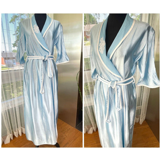 Vintage 80s house dress, baby blue robe