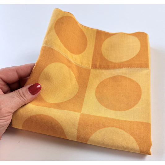 Vintage 70s pillowcase, orange yellow geometric circles, TruPrest Dominion Textile