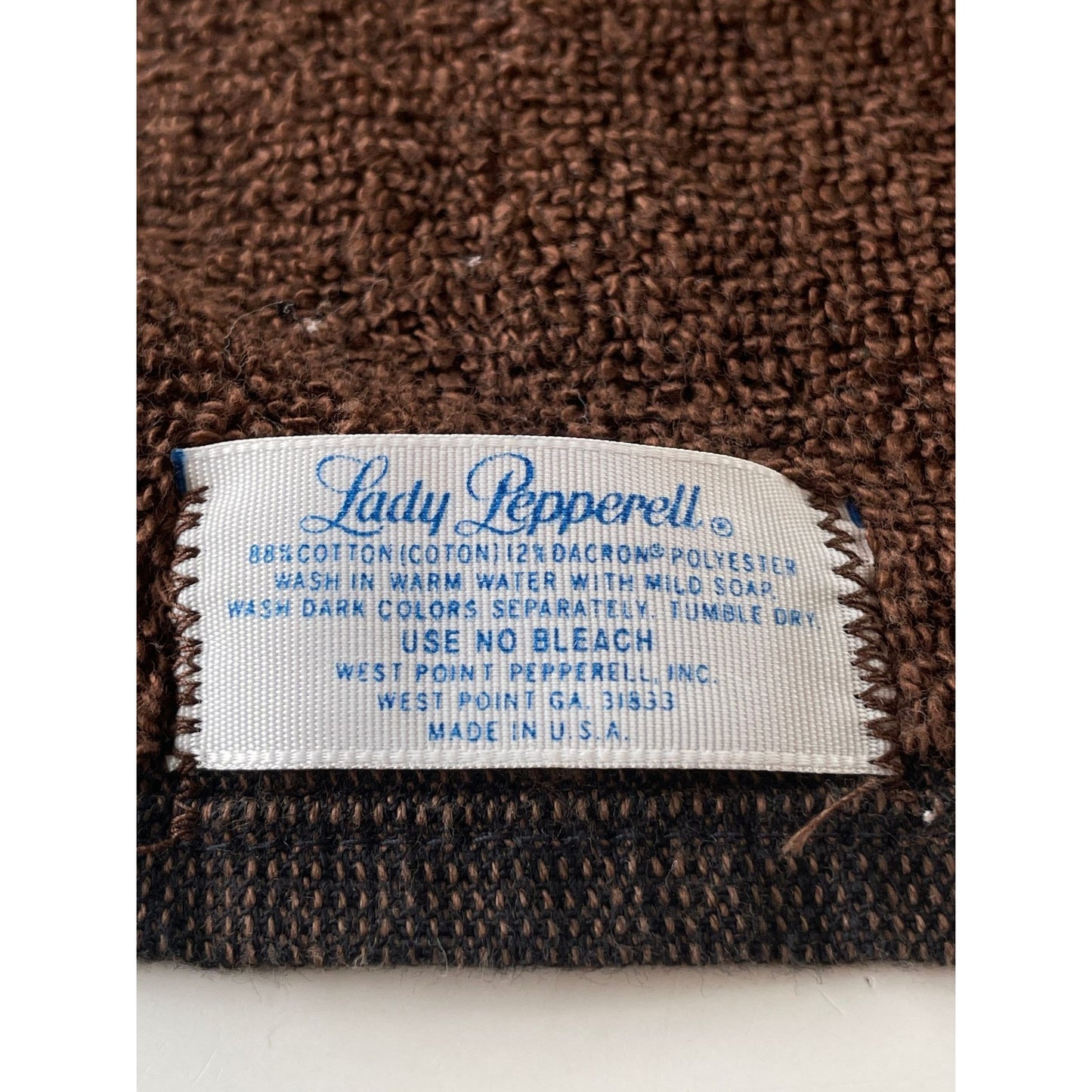 Vintage 80s bath towel and hand towel set, chocolate brown, Lady Pepperell
