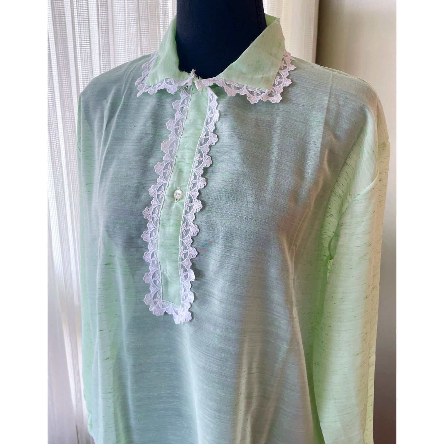 Vintage 1950s peignoir, mint green, Confezioni Maliarda Italy