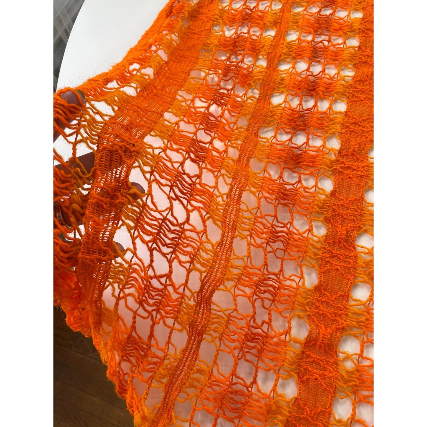 Vintage 70s net woven orange curtains