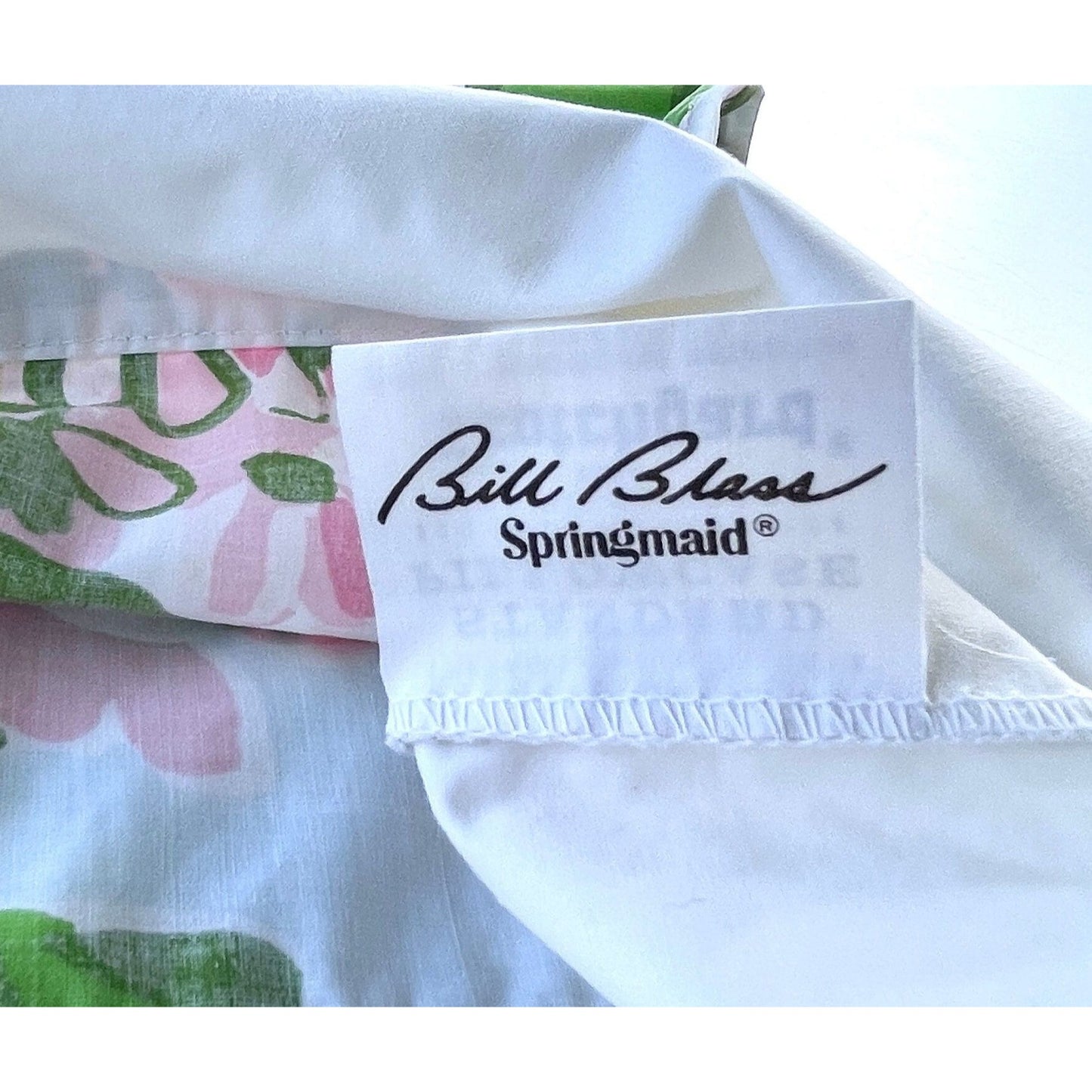 Vintage 70s pillowcase, pink floral with greenery, Springmaid Bill Blass