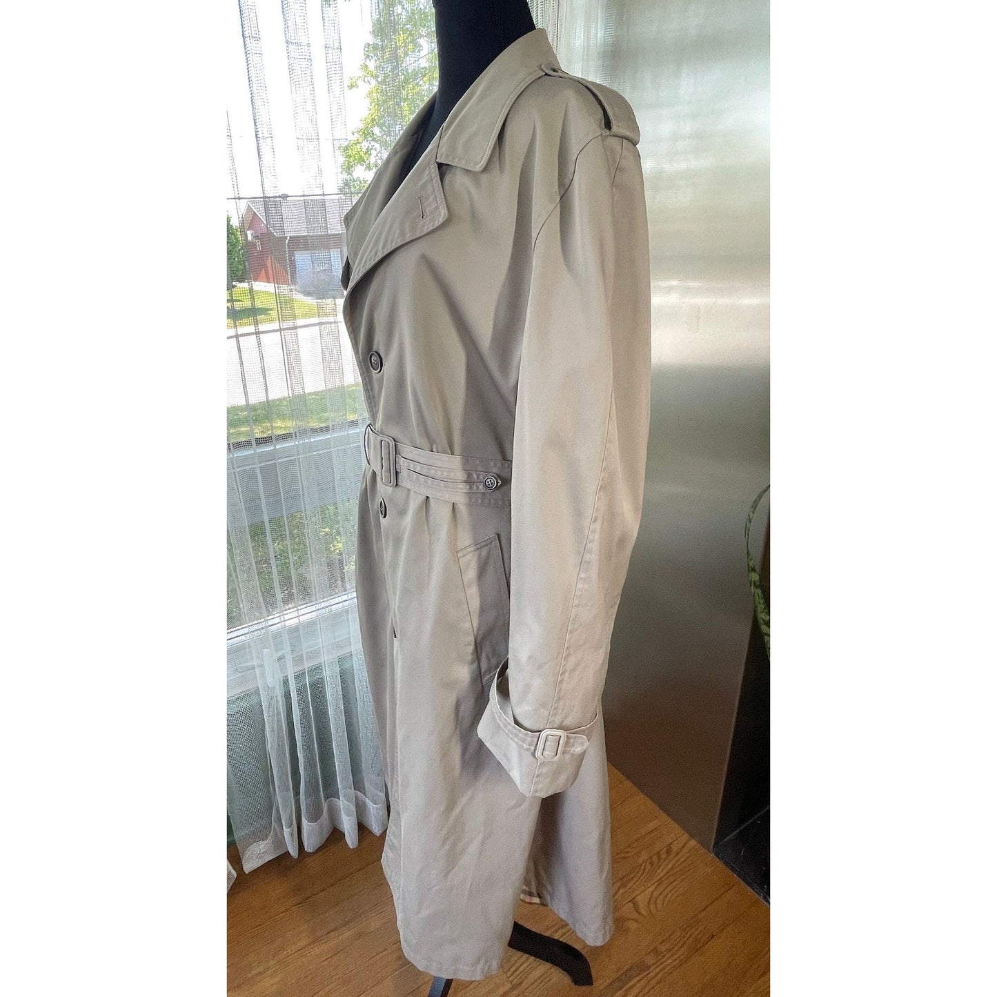 Vintage 80s tan trench coat, gender neutral, Pierre Cardin