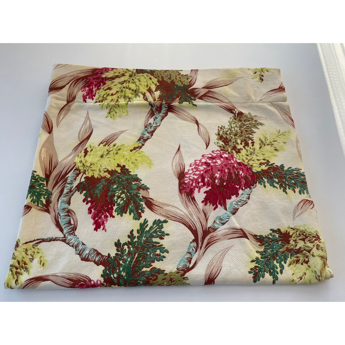 Vintage 50s barkcloth tropical flowers curtain