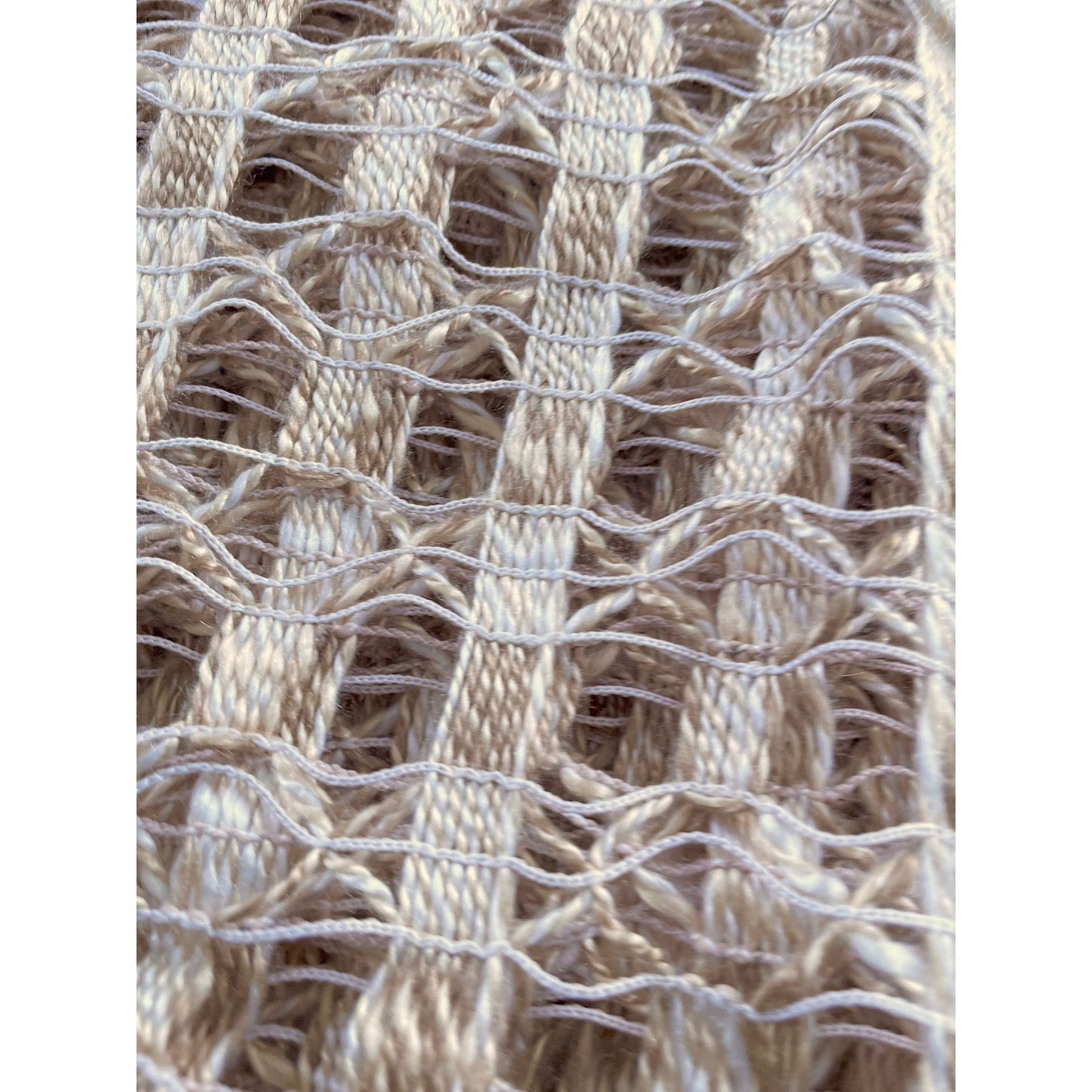 Vintage 70s ecru woolly net pleated panel