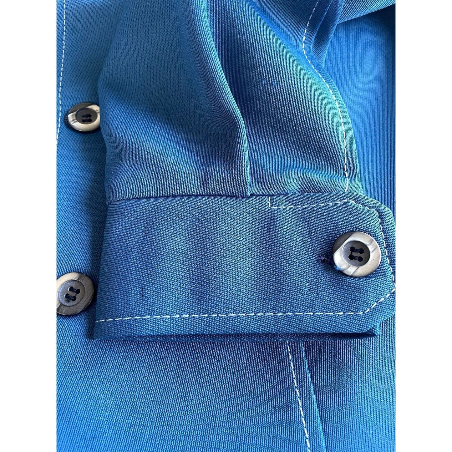 Vintage 80s blue blazer, denim blue polyester, Day's