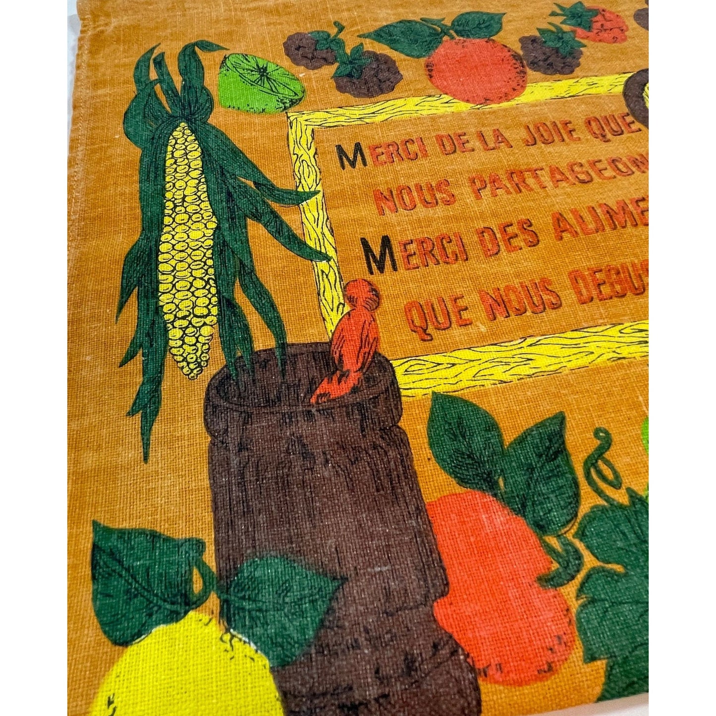 Vintage 1979 bilingual calendar tea towel