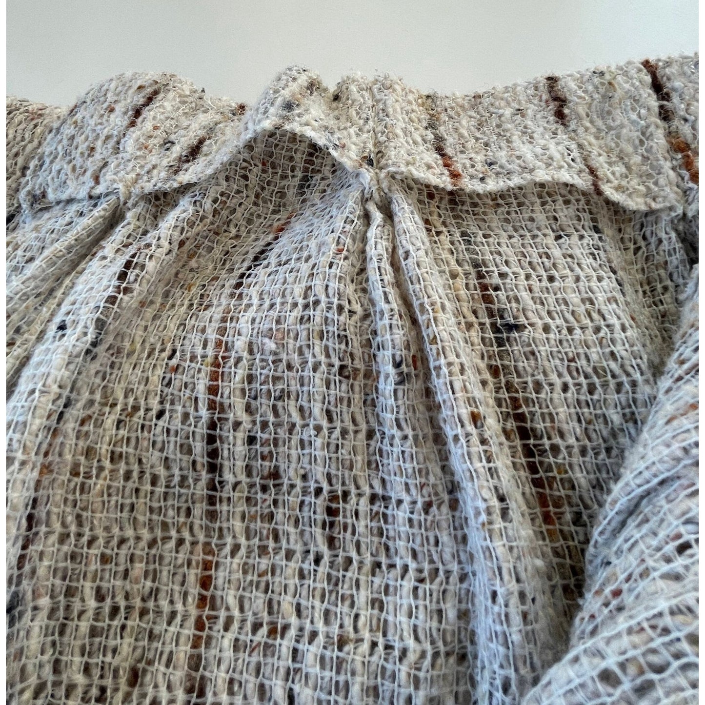Vintage 70s pleated curtain, ecru, tan, oversized panel