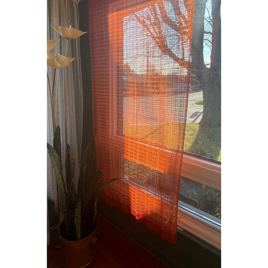 Vintage 70s orange woven curtain panel